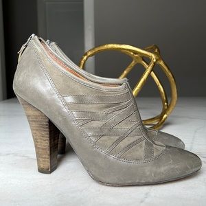 Modern Vintage Leather & Suede Grey Ankle Booties